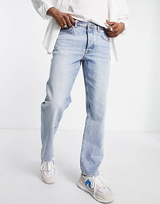 Jeans dritti lavaggio chiaro Asos Uomo Abbigliamento Pantaloni e jeans Jeans Jeans straight 