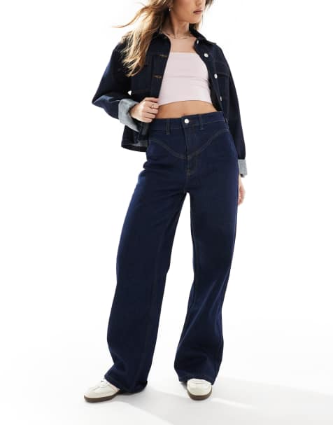 ASOS DESIGN - Jeans dritti lavaggio indaco con cuciture western - view 1