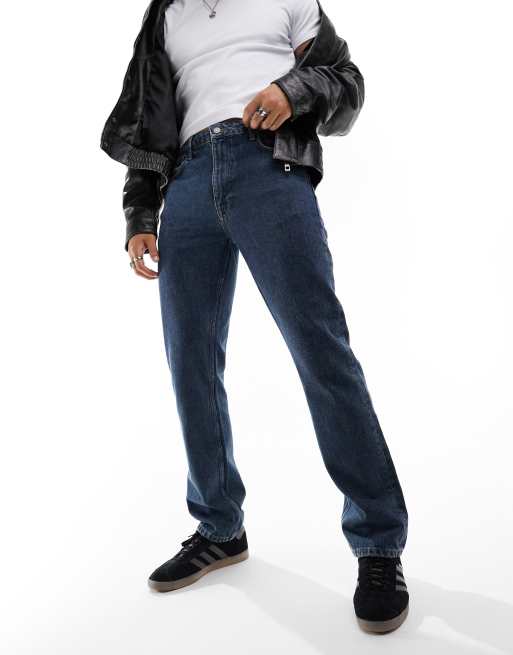ASOS DESIGN - Jeans dritti lavaggio vintage autentico scuro liscio