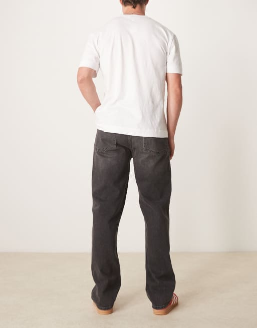 ASOS DESIGN - Jeans dritti neri slavati elasticizzati, 3 di 5