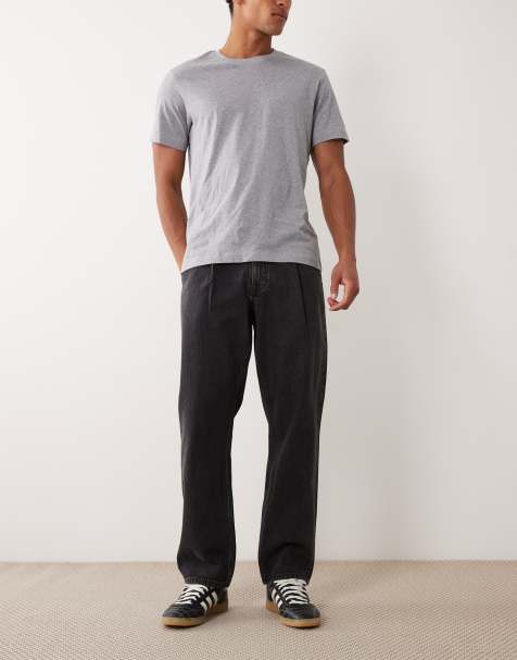 ASOS DESIGN - Jeans dritti nero slavato con motivo gessato - view 1