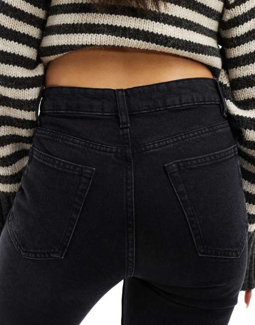 ASOS DESIGN - Jeans dritti slim a vita alta neri, 4 di 5