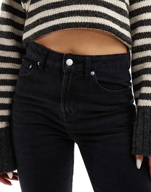 ASOS DESIGN - Jeans dritti slim a vita alta neri, 5 di 5