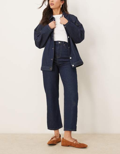 ASOS DESIGN - Jeans dritti taglio corto color indaco