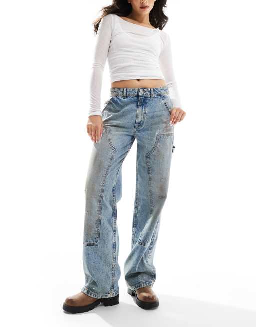 ASOS DESIGN - Jeans dritti tinti lavaggio vintage
