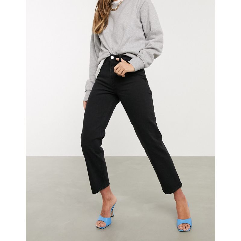 Donna Jeans DESIGN - Jeans dritti vita alta stretch slim neri