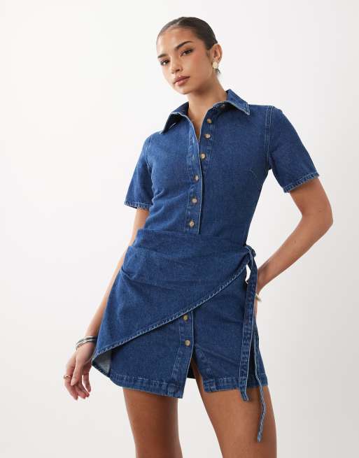 ASOS DESIGN – Jeans-Hemdkleid in Mittelblau mit Detail, 2 von 4