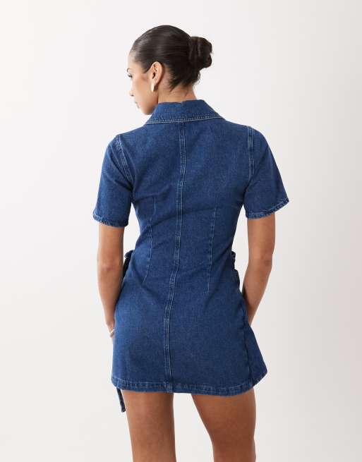 ASOS DESIGN – Jeans-Hemdkleid in Mittelblau mit Detail, 4 von 4