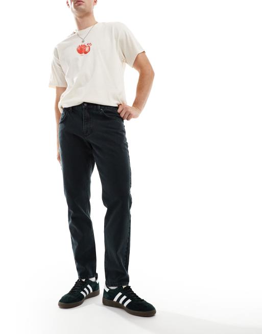ASOS DESIGN - Jeans i mørk vask med grønt skær og indsnævrede ben
