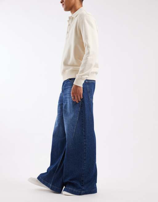 ASOS DESIGN – Jeans in dunkelblauer Waschung mit sehr weitem Bein, 2 von 5