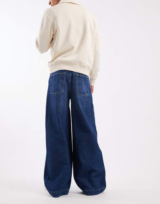 ASOS DESIGN – Jeans in dunkelblauer Waschung mit sehr weitem Bein, 3 von 5