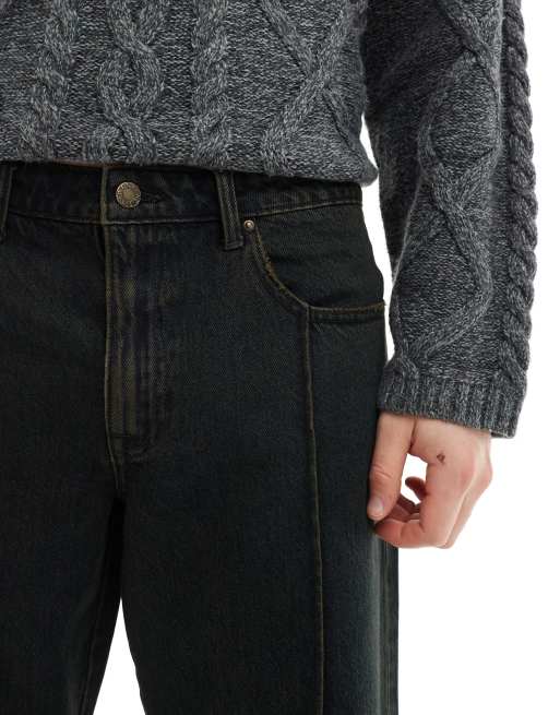ASOS DESIGN – Jeans in getöntem, verwaschenem Schwarz mit weitem, ausgestelltem Schnitt, 5 von 5