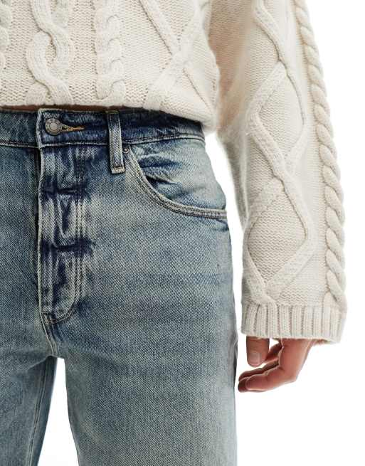 ASOS DESIGN – Jeans in getöntem Vintage-Blau mit geradem Schnitt und Abnutzungen, 4 von 5