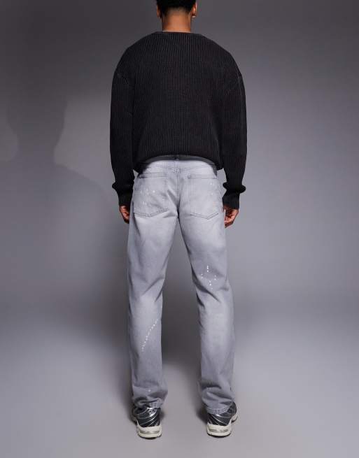ASOS DESIGN – Jeans in grauer Waschung mit geradem Bein und Used-Details , 2 von 5