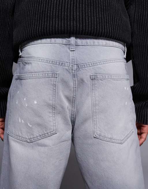 ASOS DESIGN – Jeans in grauer Waschung mit geradem Bein und Used-Details , 4 von 5