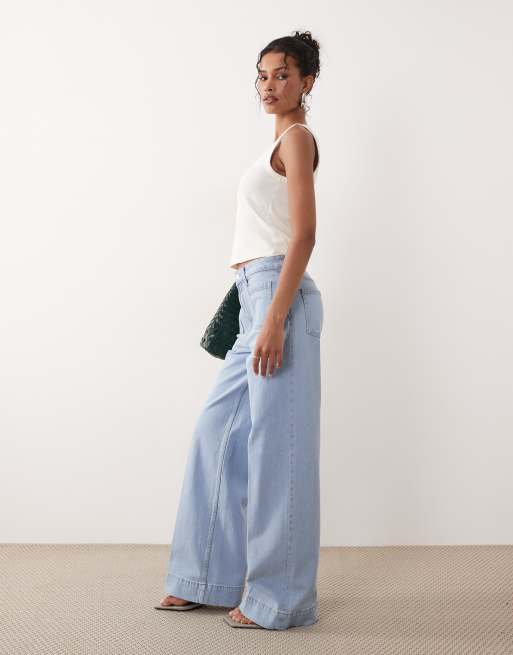 ASOS DESIGN – Jeans in heller Waschung mit hohem Bund, weitem Schnitt und Vordertaschen, 3 von 5