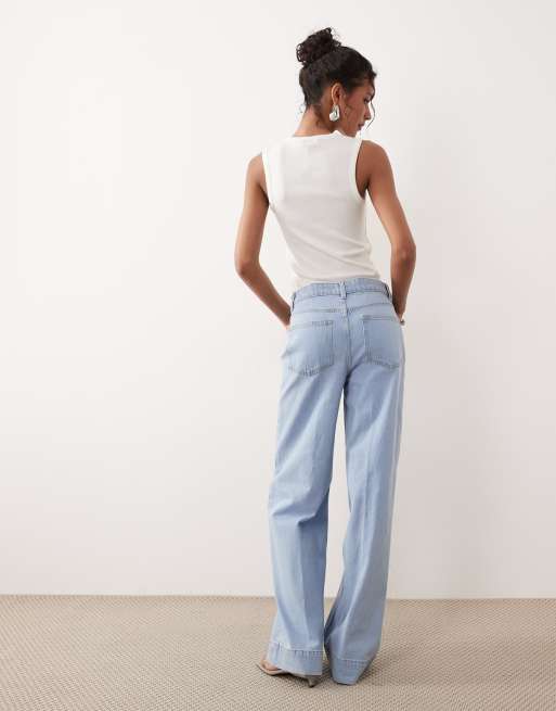 ASOS DESIGN – Jeans in heller Waschung mit hohem Bund, weitem Schnitt und Vordertaschen, 5 von 5