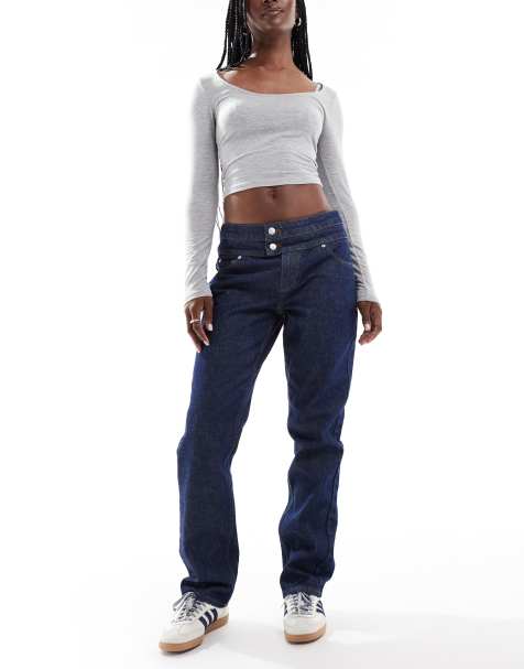 ASOS DESIGN – Jeans in Indigoblau mit doppeltem Bund - view 1