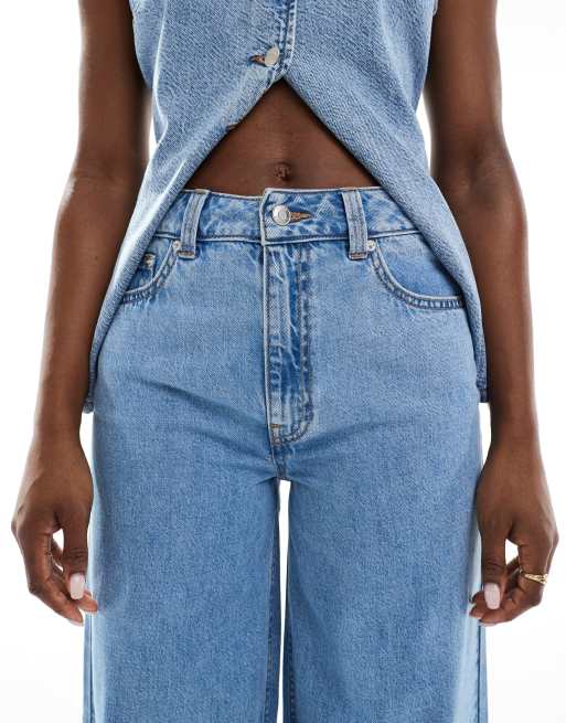 ASOS DESIGN – Jeans in klarer, blauer Waschung mit weitem Bein und hohem Bund, 5 von 5