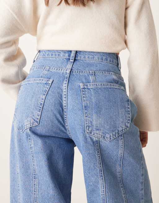ASOS DESIGN – Jeans in Mittelblau mit Ziernaht und abgerundetem Beinschnitt, 4 von 5
