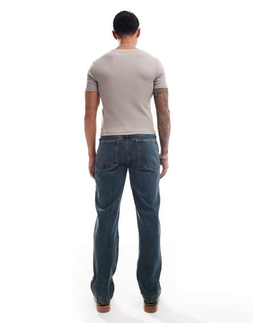 ASOS DESIGN – Jeans in mittlerer Waschung mit geradem Bein und Ziernähten, 2 von 5