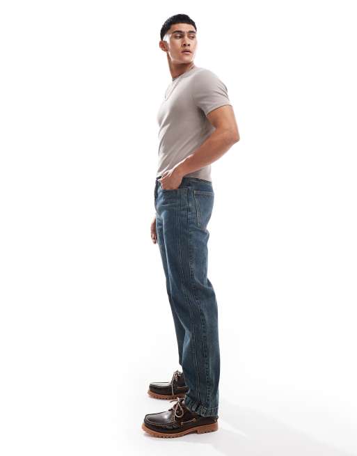 ASOS DESIGN – Jeans in mittlerer Waschung mit geradem Bein und Ziernähten, 3 von 5