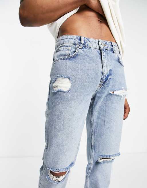 ASOS DESIGN – Jeans in originaler Passform und Stone-Waschung mit großen Zierrissen, 4 von 4