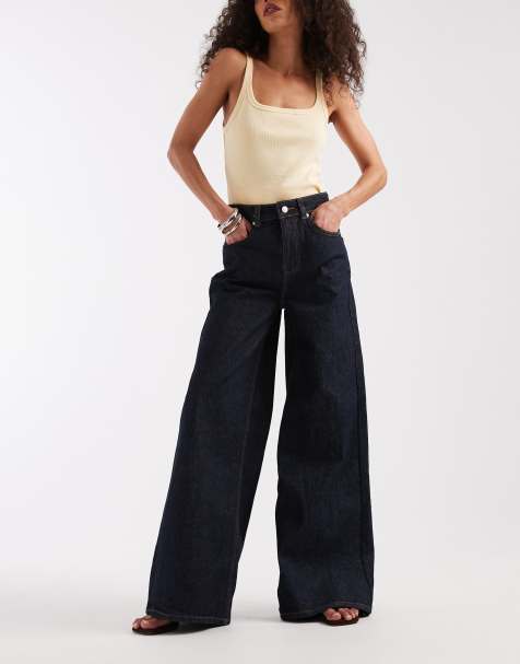 ASOS DESIGN – Jeans in Rinse-Waschung mit hohem Bund und weitem, geradem Schnitt - view 1