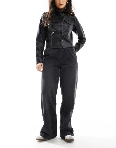 ASOS DESIGN – Jeans in Schwarz mit elastischem Bund - view 1