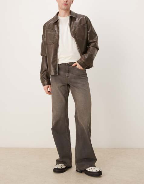 ASOS DESIGN – Jeans in verwaschenem Grau mit weitem, ausgestelltem Bein - view 1