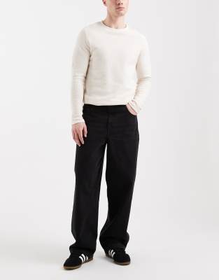 Jeans in verwaschenem Schwarz mit lockerem, geradem Schnitt Schwarz 54 Regular