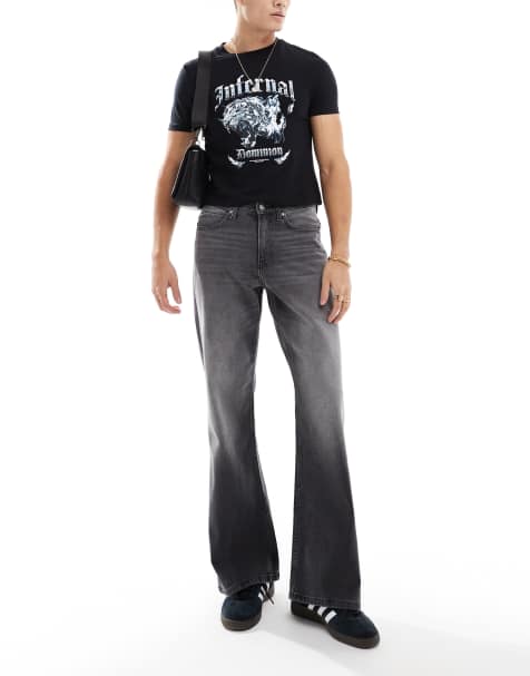 ASOS DESIGN – Jeans in verwaschenem Schwarz mit weitem, ausgestelltem Schnitt - view 1
