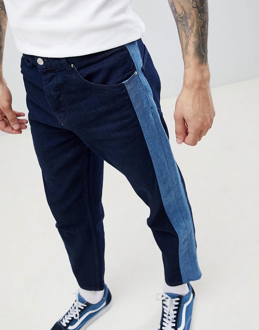 ASOS DESIGN - Jeans indaco stile skater con riga laterale-Blu