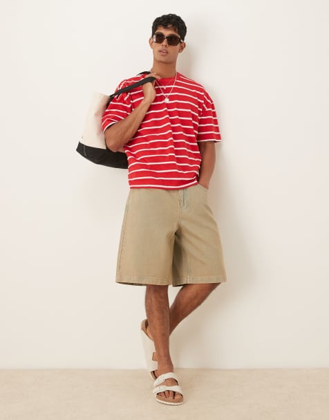 ASOS DESIGN – Jeans-Jorts mit orangefarbener Tönung - view 1