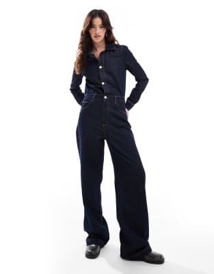 ASOS DESIGN - Jeans-Jumpsuit in Indigoblau