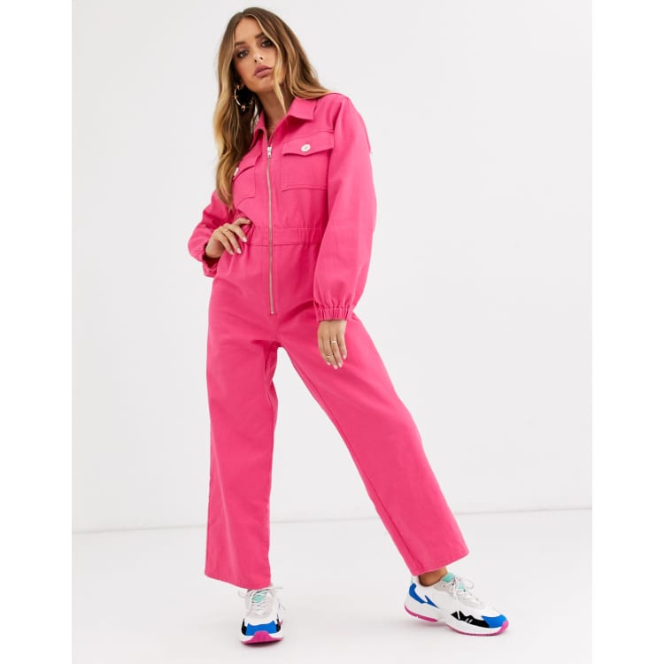 Asos pink denim boiler suit on sale