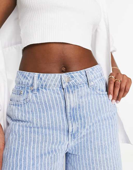 ASOS DESIGN - Jeans larghi a fondo ampio blu a righe, 4 di 5