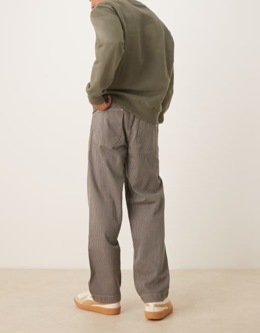 ASOS DESIGN - Jeans larghi a righe hickory blu navy e marrone, 2 di 5