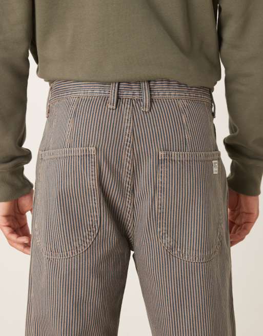 ASOS DESIGN - Jeans larghi a righe hickory blu navy e marrone, 4 di 5
