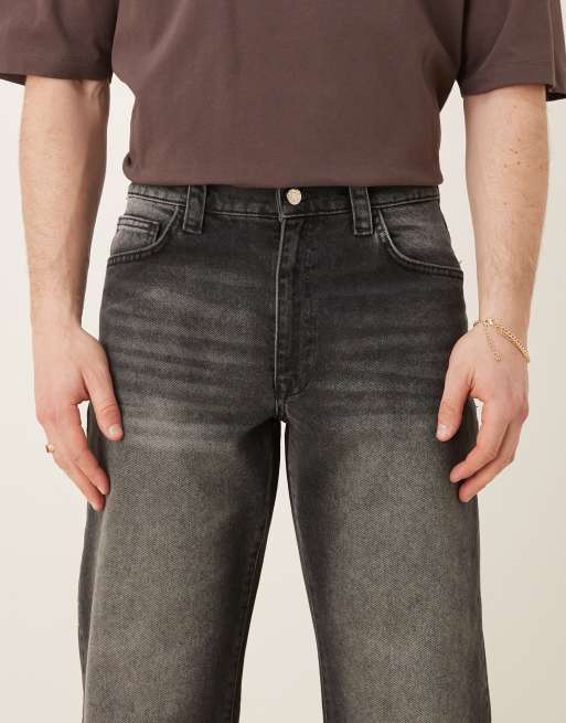 ASOS DESIGN - Jeans larghi a zampa lavaggio nero vintage, 5 di 5