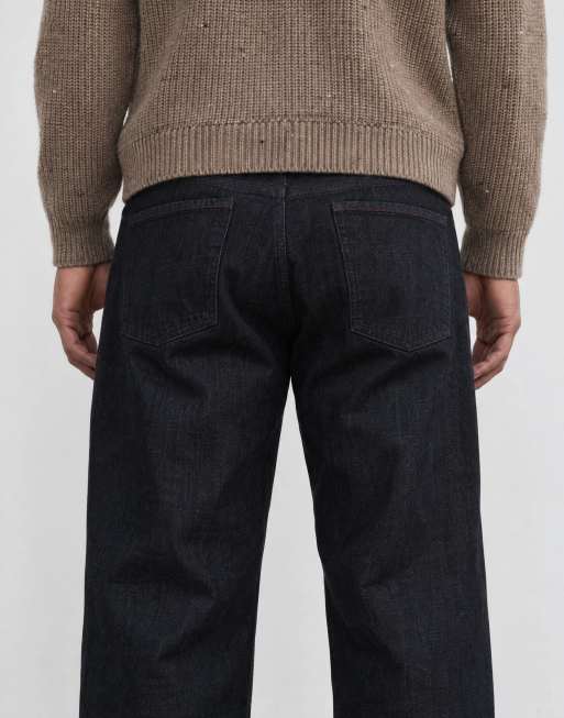 ASOS DESIGN - Jeans larghi blu indaco premium con cimosa, 9 di 11