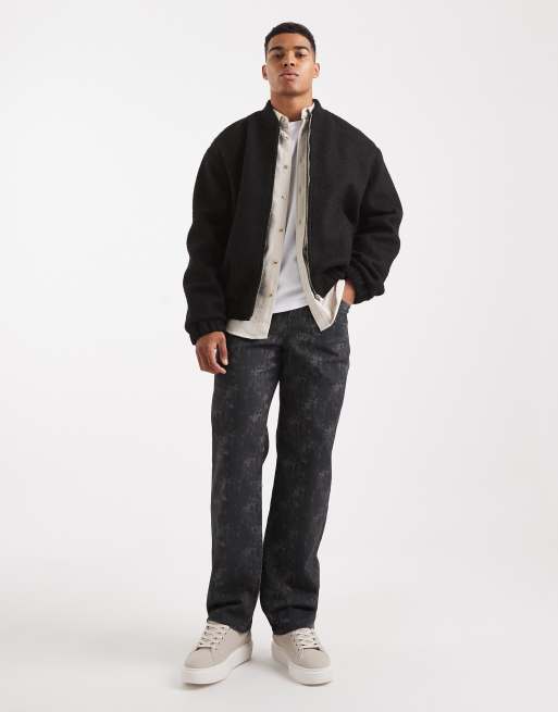 ASOS DESIGN - Jeans larghi neri con stampa, 2 di 5