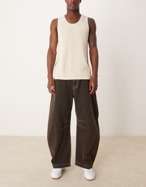 ASOS DESIGN - Jeans med barrel-ben i brun vask - view 1
