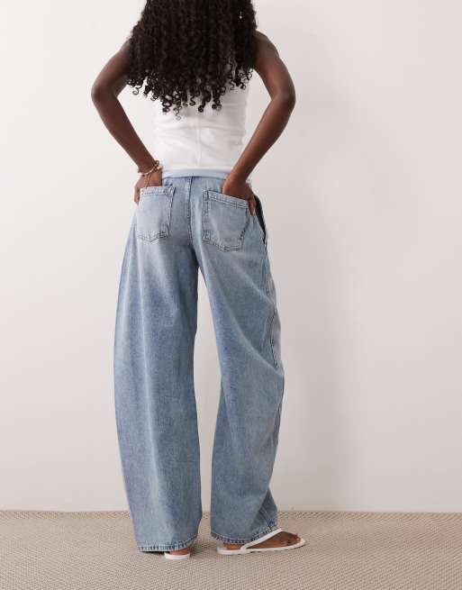 ASOS DESIGN jeans med corset-detalje i syrevask, 3 af 5