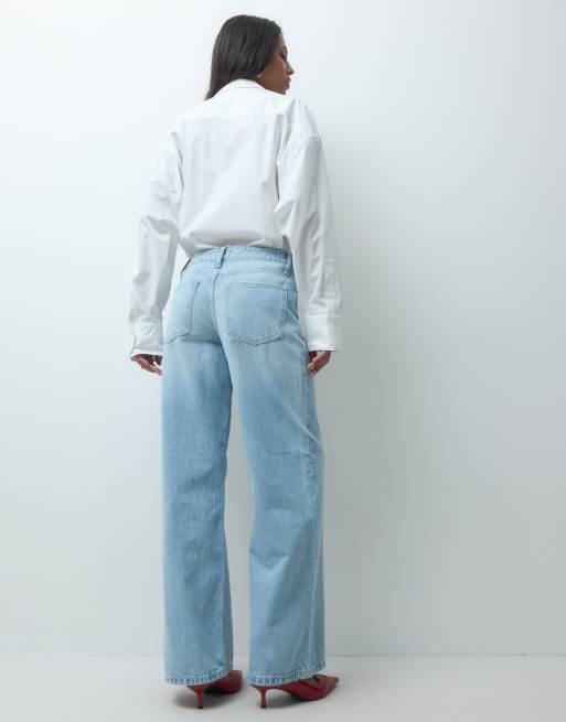 ASOS DESIGN jeans med låg midja och vida ben i ljus blekt tvätt, 3 av 5