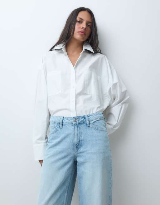 ASOS DESIGN jeans med låg midja och vida ben i ljus blekt tvätt, 4 av 5