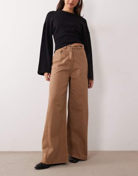 ASOS DESIGN jeans med lige ben og justerbar taljekant i sandvask - view 1