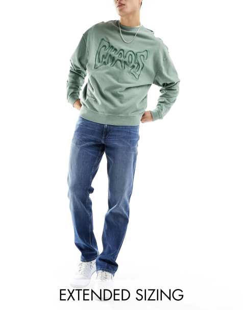 ASOS DESIGN - Jeans med lige ben og stretch i blå mellemvask - view 1