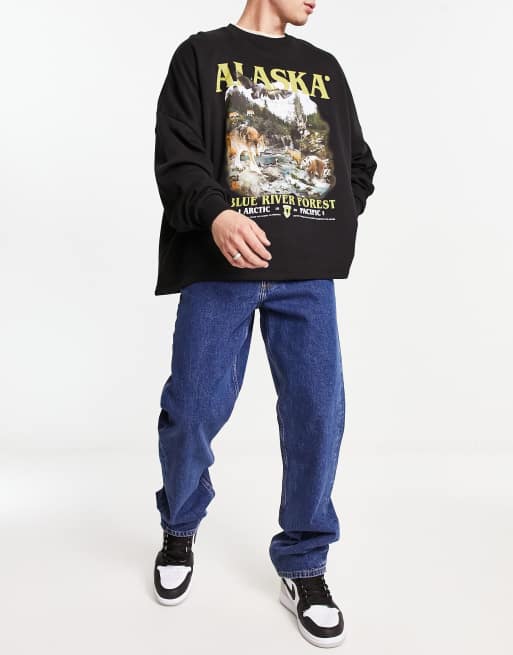 ASOS DESIGN - Jeans med lige vide ben i blå mellemvask