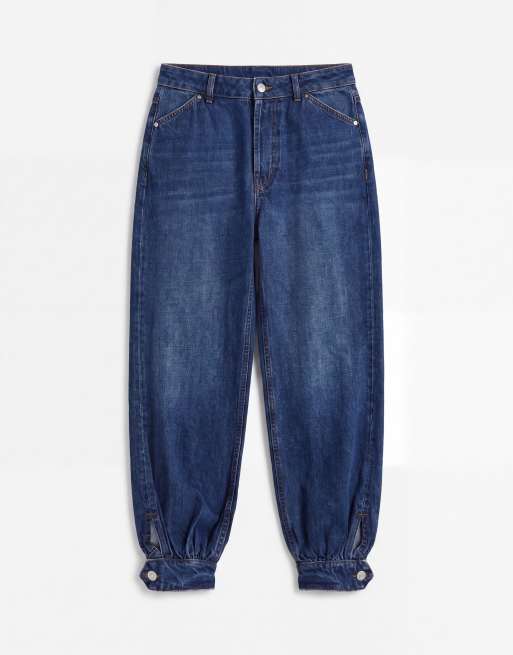 ASOS DESIGN jeans med mudd-detalj och ballongben i mellanblå tvätt, set, 6 av 9